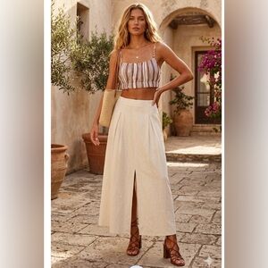 H&M Brown and White Striped Crop Top